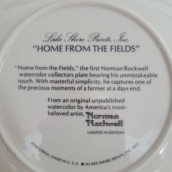 Norman Rockwell Plate "Home From the Fields" Limited Edition Collector's Plate - Picture 10 of 11